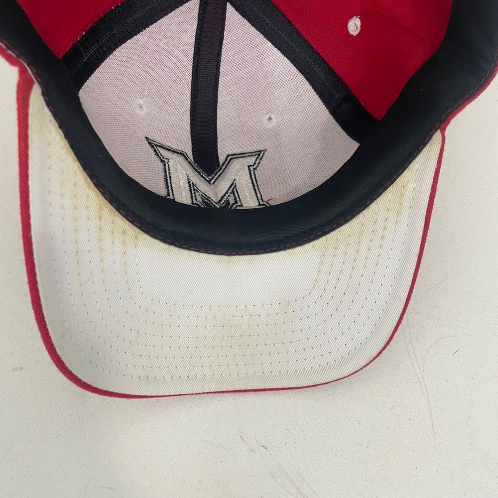 VTG Zephyr Miami RedHawks M Logo Fitted Hat Cap 7 1/4 Red Collegiate Mens - Picture 6 of 8